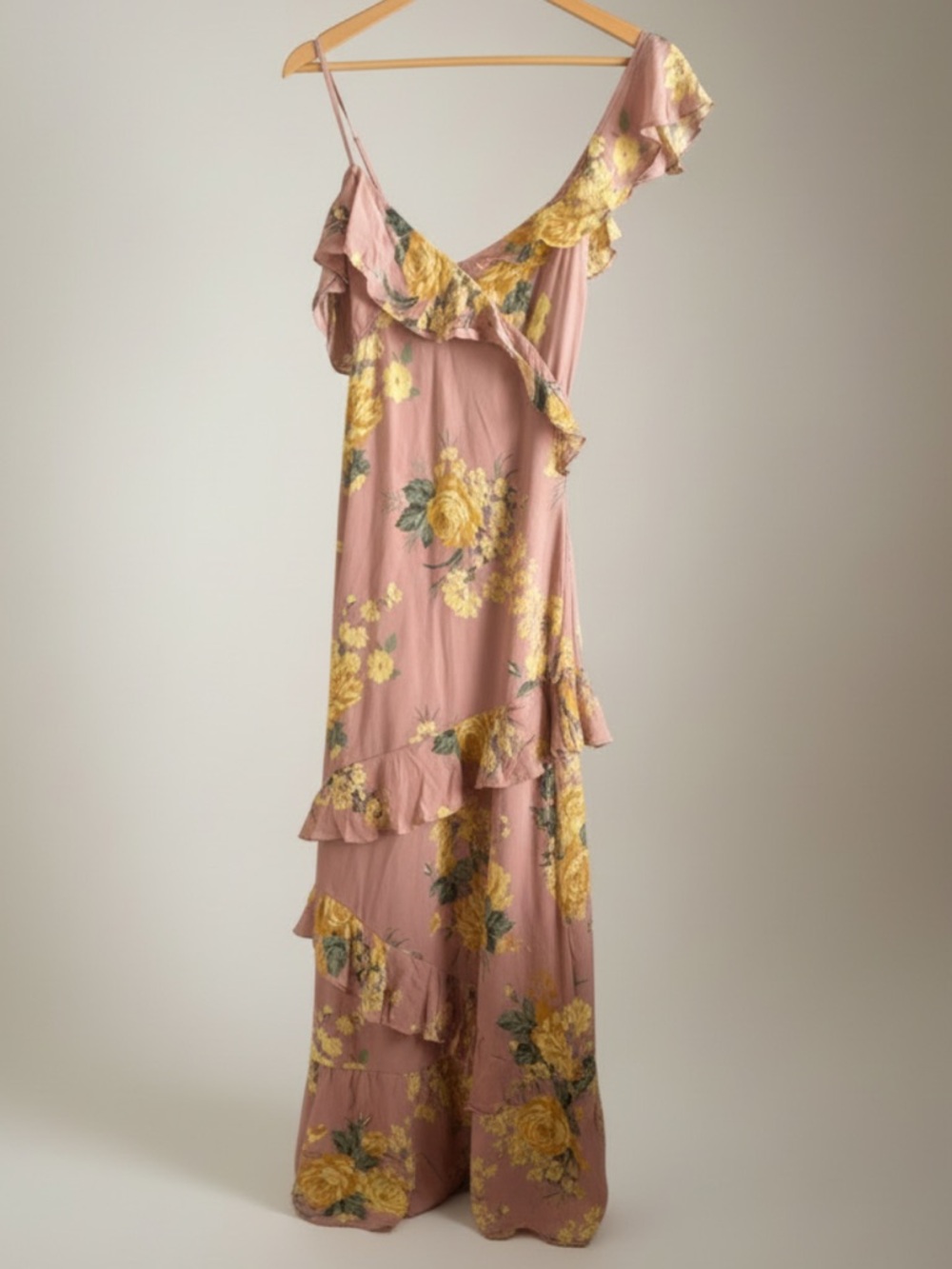 Reformation Rosita dress pink floral ruffle maxi dress